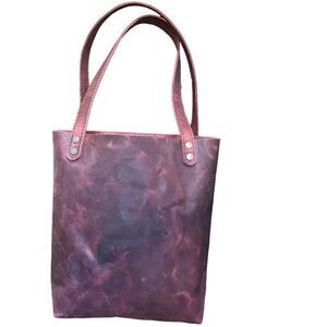 Full Grain Leather Tote in Wine